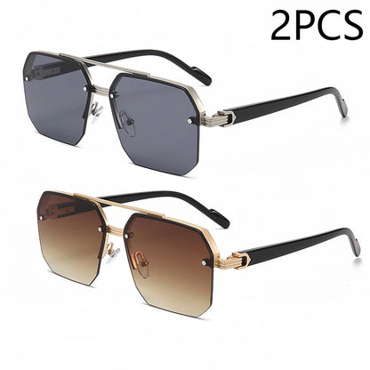 New Men's Metal Sunglasses Square Half Frame Rice Nails Casual Trend Personality Retro Fashion Outdoor Sports Eyeglasses