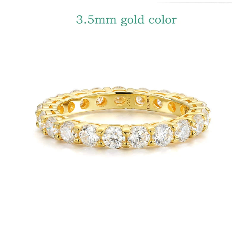 18k Gold Plated 3/3.5mm All Moissanite Diamond Rings