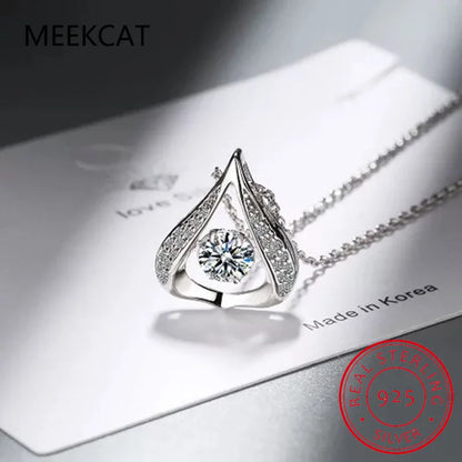 Dance Moissanite Necklace For Women Wedding Engagement 925 Sterling Silver Chain With Water Drop Diamond Pendant Female Choker