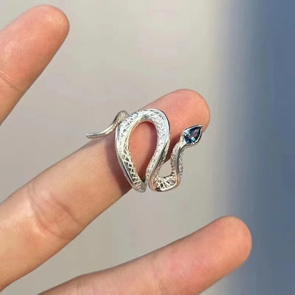 WANZHI Personality Snake Rings for Women Men Retro Silver Color Open Adjustable Finger Ring Fashion Female Jewelry Party Gift