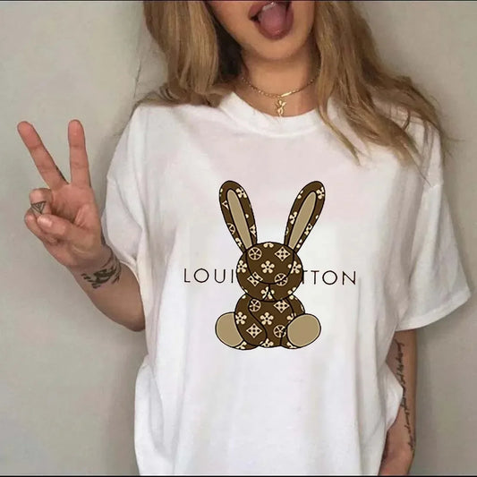 Cartoon Luxury Brand Printed Women T-shirt Plus Size Casual Short Sleeve Y2k Fashion Brand Harajuku Female Top Tees Lady Tshirt