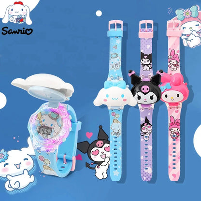 Kawaii Sanrio Watch Cinnamoroll Wrist Watch Kuromi Clock My Melody Watchband Anime Figures Accessories Girl Gift Kid Student Toy