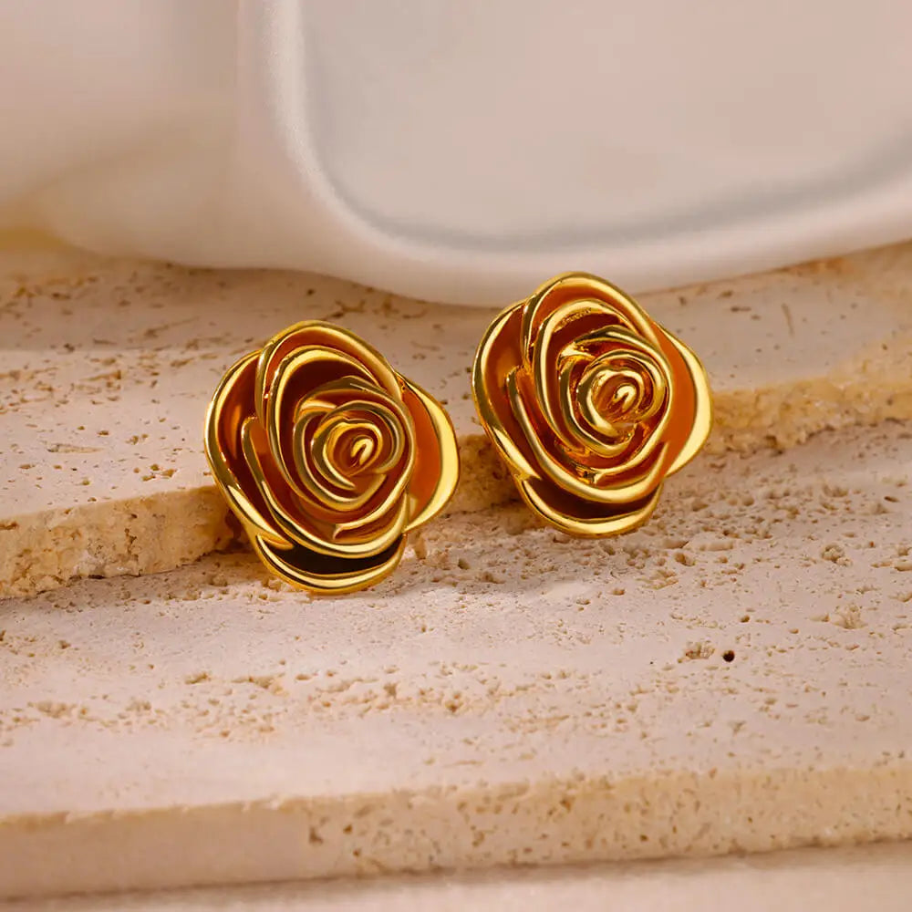 Goth Rose Flower Pendientes Stud Earrings For Women Stainless Steel Piercing Earring 2024 New Trend Fashion Jewelry aretes mujer