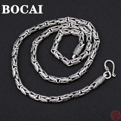 BOCAI S925 Sterling Silver Necklace for Women Men New Fashion Thick 4mm 5mm 6mm 7mm Twist-Chain Argentum  Jewelry