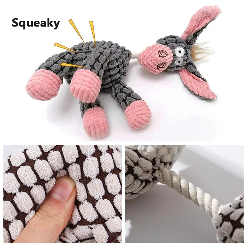 Plush Dog Toys Corduroy for Small Medium Dogs Animal Dog Squeaky Toy Bite Resistant Chew Toy Molar Teeth Cleaning Puppy Toys