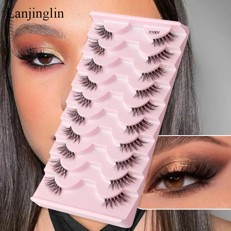 Half Eey Lashes 3/5/10 Pairs New Faux Mink Lashes Natural False Eyelashes Wispy Fluffy Eyelash Extension Makeup Half Lashes Tool