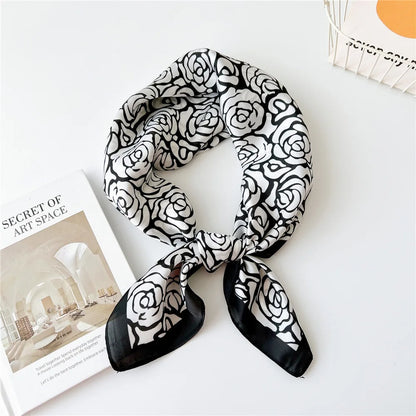 70cm Spring Summer Florals Printed Women Scarf Casual Fashion Neckerchief Shawl Wrap Square Headscarves Headware 2023 New