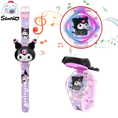 Kawaii Sanrio Watch Cinnamoroll Wrist Watch Kuromi Clock My Melody Watchband Anime Figures Accessories Girl Gift Kid Student Toy