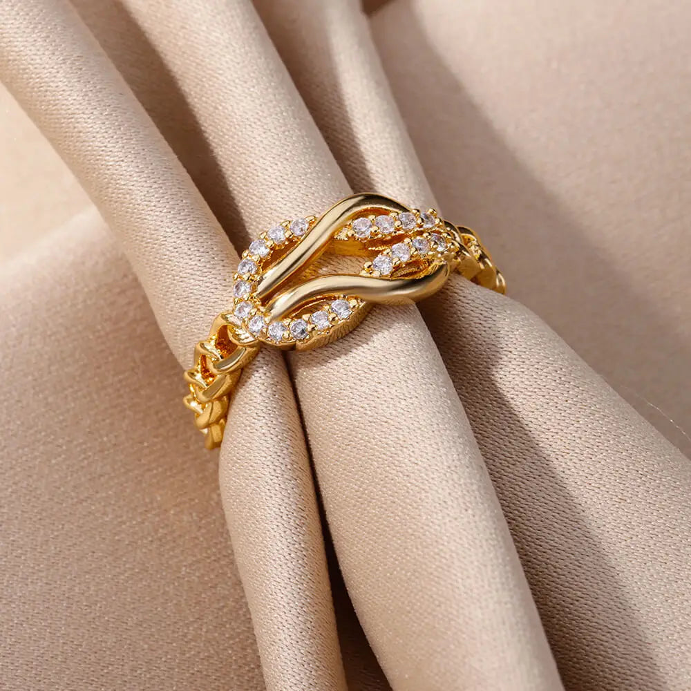 Zircon Infinity Rings for Women Girls Stainless Steel Luxury Ring 2023 New Trend Couple Wedding Aesthetic Jewelry anillos mujer