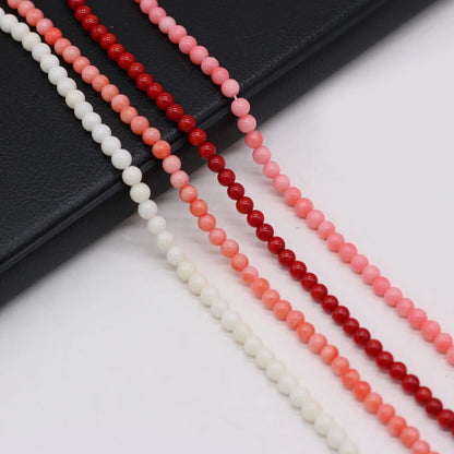 4mm Round Natural Coral Beads Multicolor