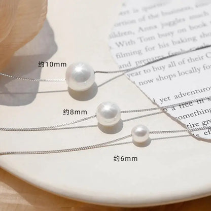 Real 925 Sterling Silver Fashion Synthesis Pearl Charm Clavicle Necklace For Women Wedding Party Fine Jewelry DA1593