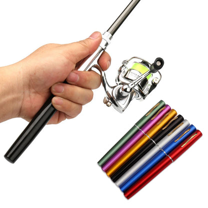 1.6M Pocket Collapsible Fishing Rod Reel Combo Mini Pen Fishing Pole Kit 7 Colors Pen Shape Folded Rod With Reel Wheel