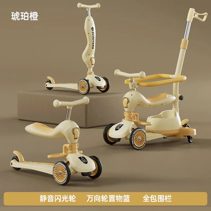 Scooter for Children Folding 3 Wheel Skateboard Tricycle Baby Portable Stroller Hoverboard That Plays Music Balance Multimodal