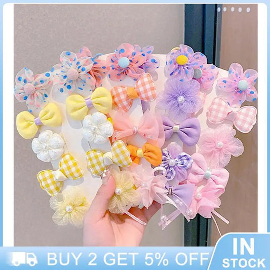 Children's Bow Hairpin Set Cute Princess Girl Broken Hair Bangs Clip Baby Cartoon Flower Hair Clips Hair Accessories Wholesale