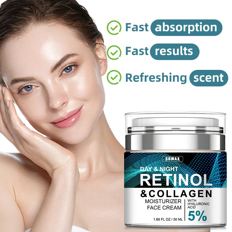 Sumax Retinol Collagen Face Cream 50ml Moisturizer with Hyaluronic Acid 5% Moisturizing Firming Brightening skincare