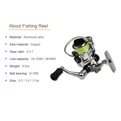 1.6M Pocket Collapsible Fishing Rod Reel Combo Mini Pen Fishing Pole Kit 7 Colors Pen Shape Folded Rod With Reel Wheel