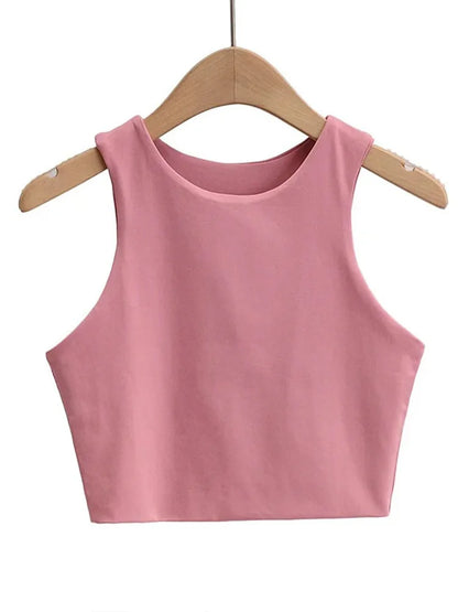 Summer Fashion Women Sexy Slim Tops O-neck Sleeveless Double Nylon Ladies Good Quality Tank Tops 6 Colors