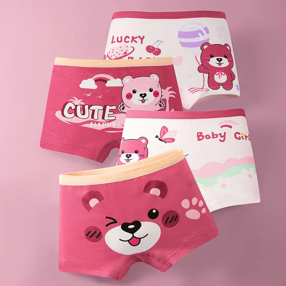 Whimsical A Class Cotton Girls Underwear Summer Anti Flashing Cute Lively Pattern Panties Suitable School Playful and Daily Wear