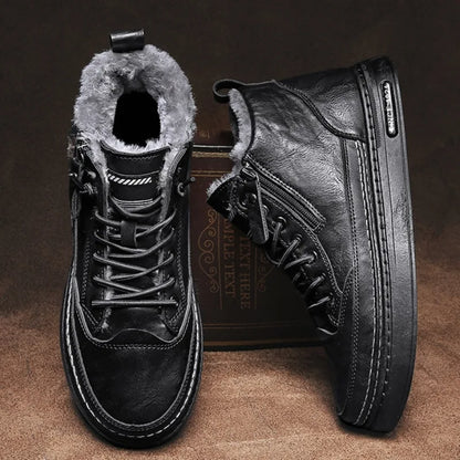 Men Boots Winter High Top Leather Shoes Fashion Male Cotton Shoes  Ankle Boots Men's Outdoor Casual Shoes zapatillas de hombre