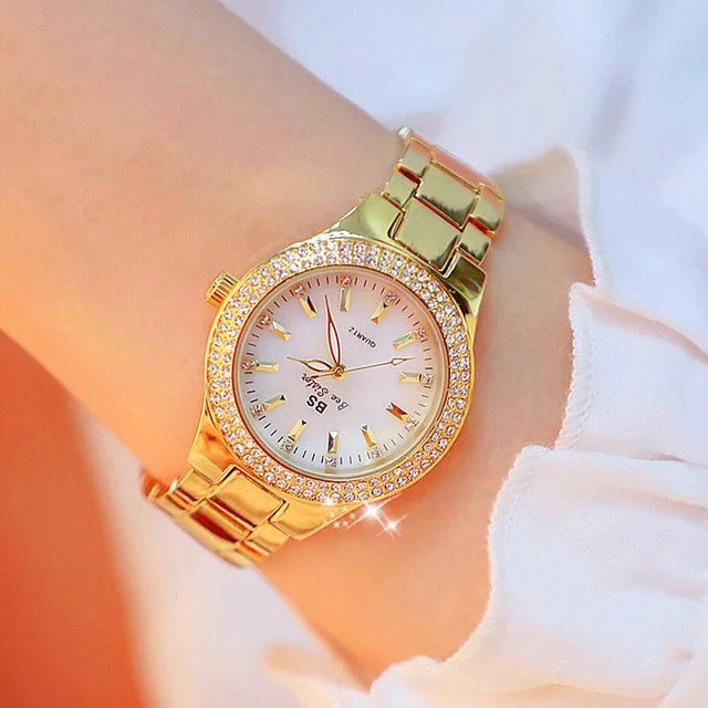 Golden Women Wrist Watches For Ladies Dress Watch Women Montre Femme Crystal Diamond Watches Stainless Steel Silver Clock