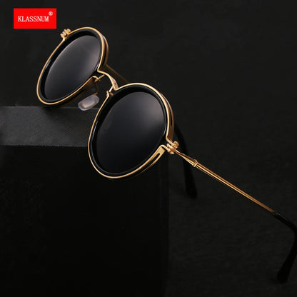 KLASSNUM Men Polarized Sunglases 2023 Luxury Design Metal Round Frame Sun Glasses Women Retro UV400 Shades Classic Eyewear New