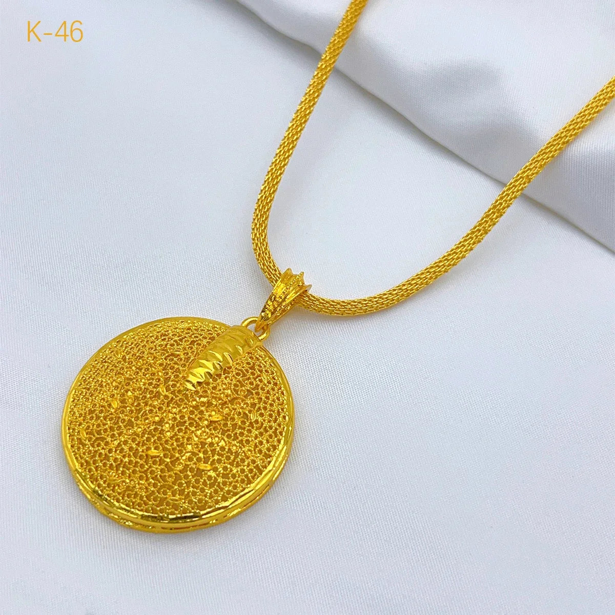 ANIID African Round Pendant Jewelry Sets For Women Dubai 24k Gold Plated Bridal Necklace Earrings Ring Indian Wholesales Gifts