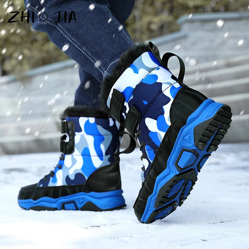 New Winter Children's Snow Boots Boys Girls Fashion Print Comfortable Soft Warm Boots Outdoor Play Sports High Top Cotton Shoes