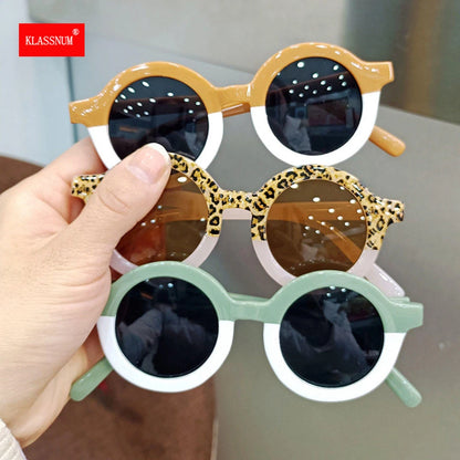 1PCS Fashion Retro Round Kids Sunglasses Anti-UV Children Sunglasses Boys Girls Baby Outdoors Goggle Leopard Shades Eyewear New