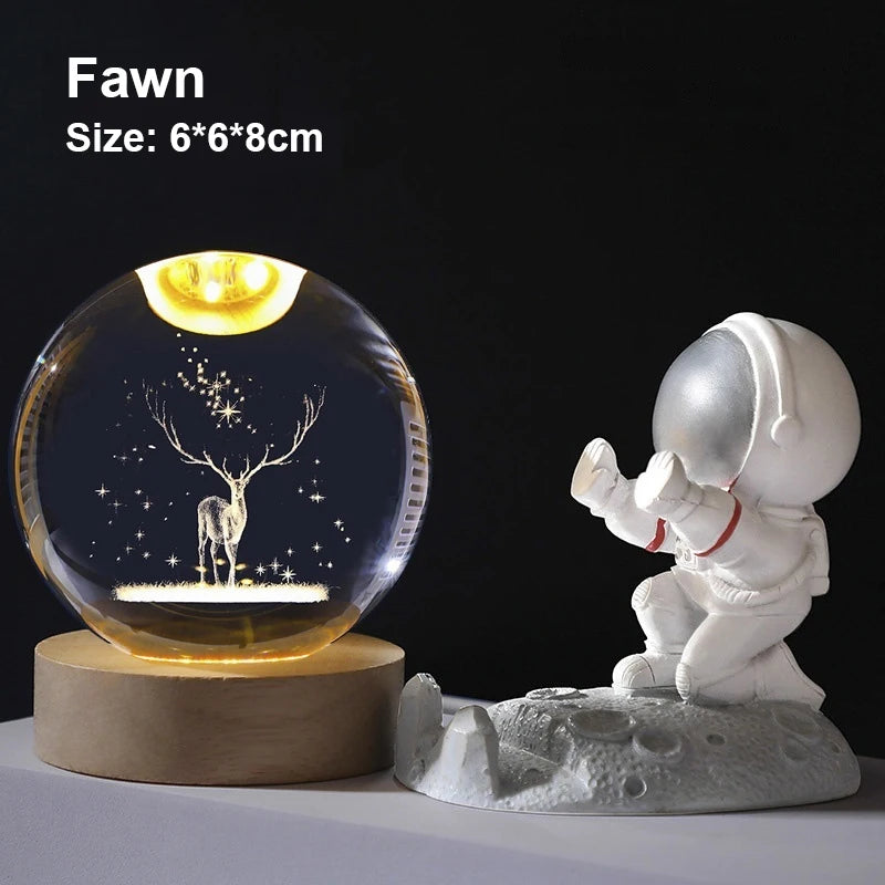 3D Crystal Ball Lamp with Galaxy and Planetary Projections USB Night Light for Cozy Atmosphere Plasma Ball Creative Gift