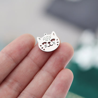 3pcs Cute Kitten DIY Bracelets Stainless Steel Pendant Charms for Jewelry Making Earrings Women Craft Delicate Cat Accessories