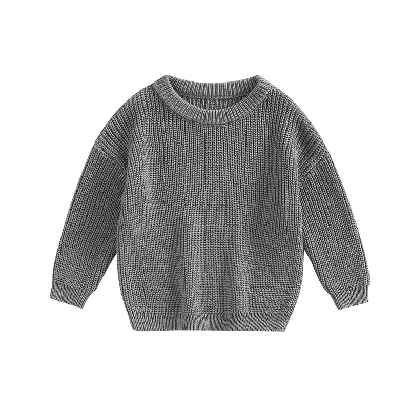 Suefunskry Newborn Baby Girl Boy Knitted Long Sleeve Autumn Winter Sweater Solid Loose Pullover Casual Tops Kids Clothes 3M-5Y