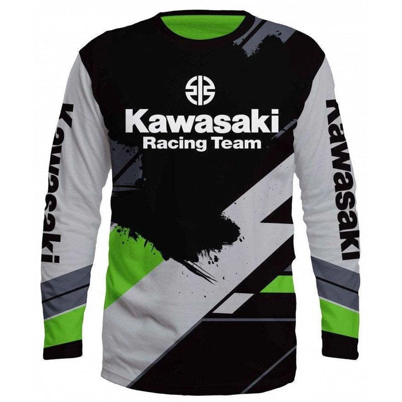 Kawasaki Motorcycle Racing Men T-shirt Long Sleeve Spring Autumn Women Tee Shirts 2024 New Sports Children Long sleeved T-shirt