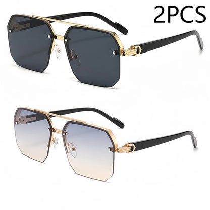 New Men's Metal Sunglasses Square Half Frame Rice Nails Casual Trend Personality Retro Fashion Outdoor Sports Eyeglasses