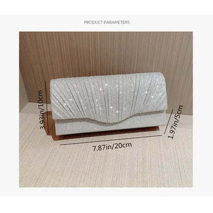 Fashion Ladies Gold Silver Luxury Satin Clutches Evening Bags Sequins Banquet Clutch Bag Wedding Party Purse Womens Chain Bags