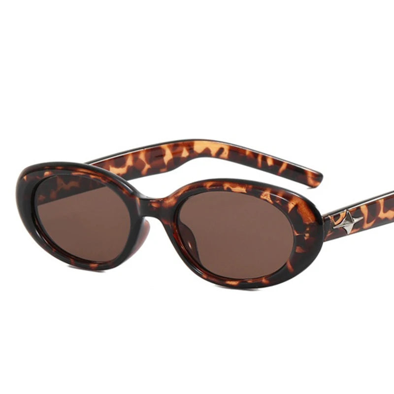 Black Sexy Oval Women's Sunglasses Vintage Retro Small Frame Black Brown Sun Glasses For Ladies New Fashion Unique Eyewear