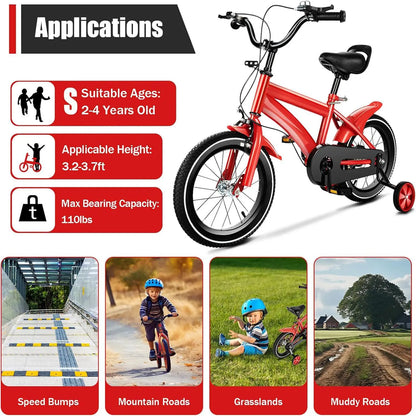 Kids Bike for Ages 3-6 Years Old Boys Girls 14 Inch Kid's Bikes with Training Wheels High Carbon Steel Children's  Bicycle