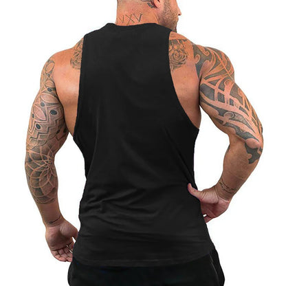 Summer Men's Quick-drying Mesh Running Sleeveless Vest Diagonal Rod Printed Gym Tank Top Fitness Training Muscle Workout Shirt