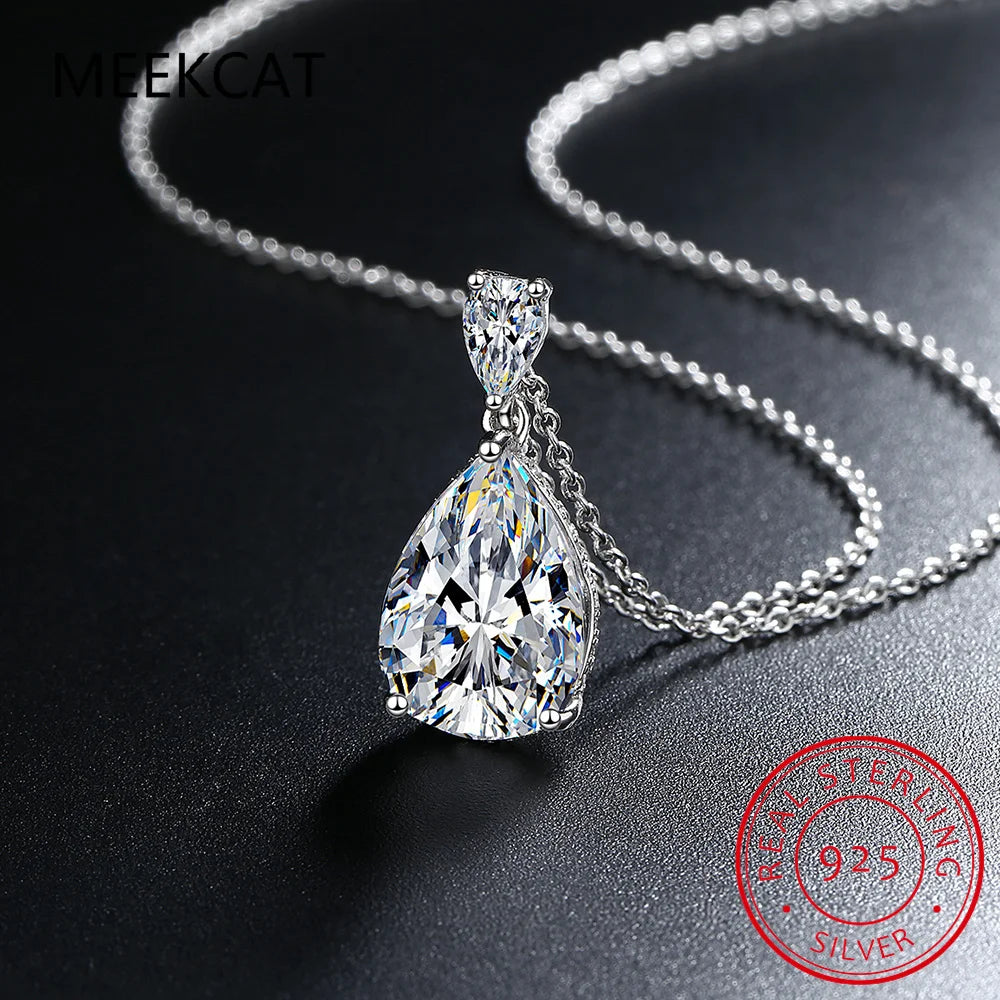 Real D Color 5ct Big Moissanite Necklace For Women Gift S925 Sterling Silver Water Drop Pendant Necklace Fine Jewelry