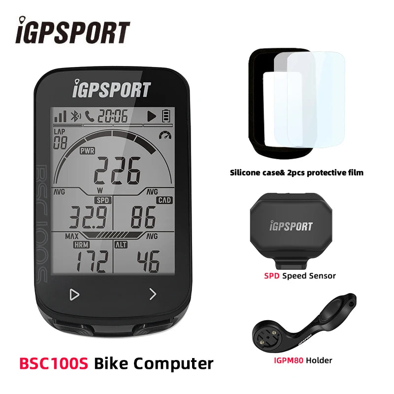 IGPSPORT BCS100S Bike Computer BLE ANT+ 2.6 Inch IPX7 Type-C 40H Battery Life Auto Backlight GNSS Stopwatch IGS Bicycle Computer