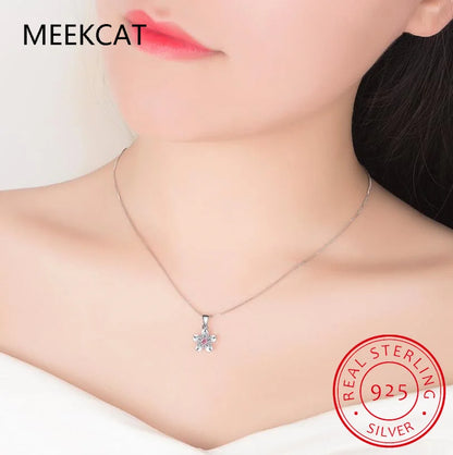 925 Sterling Silver cherry blossom Necklaces & Pendants For Women Fashion Lady Festival Gift Sterling-silver-jewelry