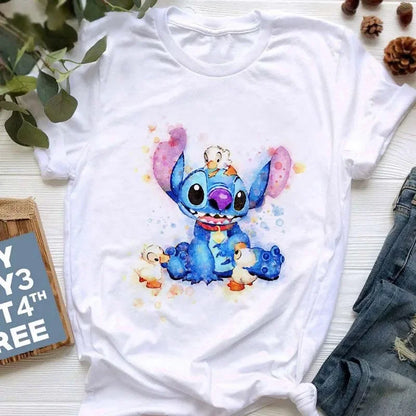 stitch T Shirt Women Summer Tops Cartoon