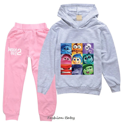 Inside Out2 Kids Hooded Clothes Baby Boys Tracksuit