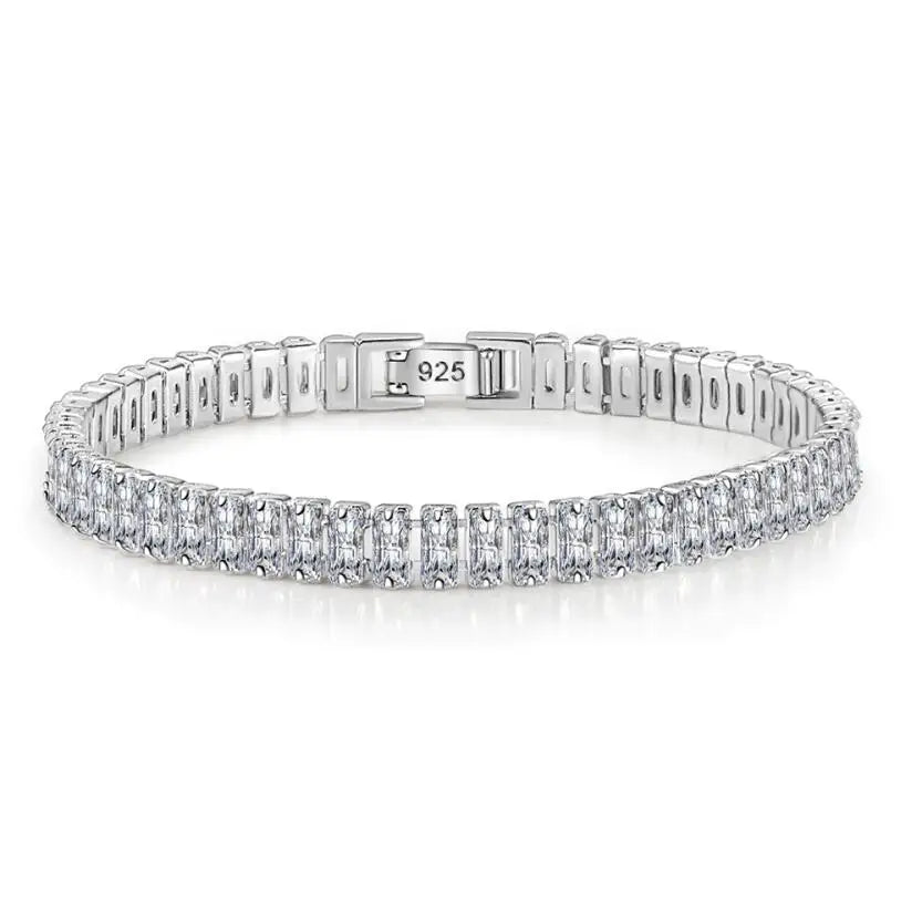 2-6.5mm Real Moissanite Tennis Bracelet for Women Christmas Gift Platinum Plated 100% 925 Sterling Silver Wedding Jewelry