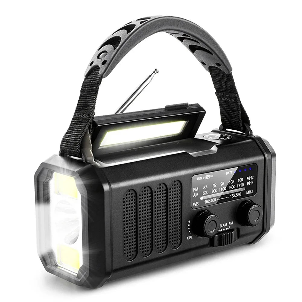 Woopker Radio E30 10000mAh FM Emergency Radio Solar Hand Crank Generator AM/FM/NOAA LED Portable Radio SOS Alarm Power Bank