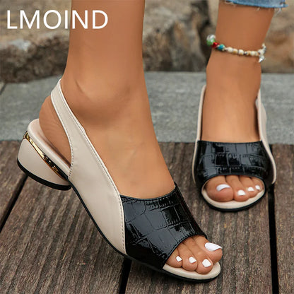 Women Mid Heels Sandals Fashion Dress Chunky Open Toe Shoes New Casual Designer Pumps Classic Brand Femme Zapatos