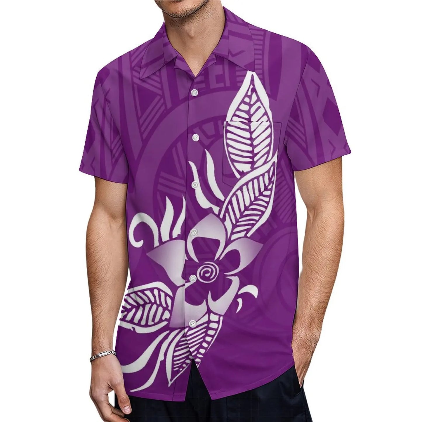 Hot-Selling Women'S Short-Sleeved Dress And Men'S Aloha Shirt Samoa Polynesian Tribe Paired With A Black Couple Outfit