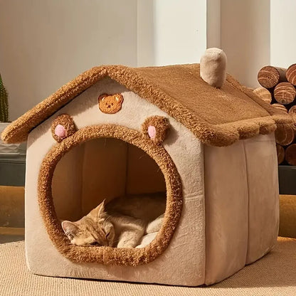 Pet House Cat Dog Sleep Bed Foldable Removable Cave Sofa Winter Warm Enclosed Cushion Washable Nest for Kittens Puppy