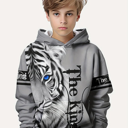 Boys Hoodies Long Sleeve 3D Tigers Print