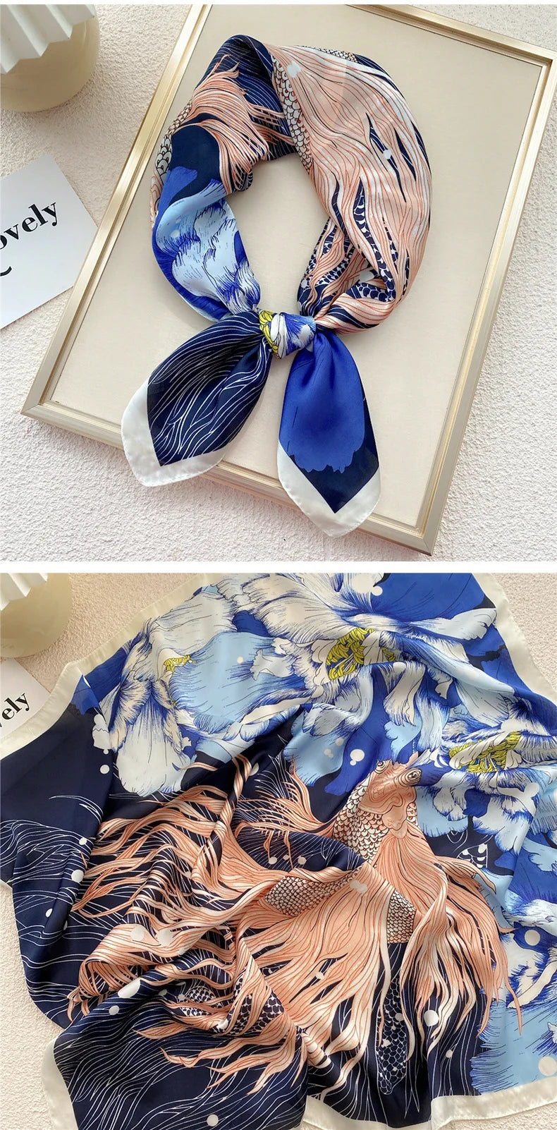 2022 Luxury Print Silk Shawl Hair Wrap Neckerchief Satin Square Scarf for Women Headscarf Headband Foulard Hijab Female Bandana