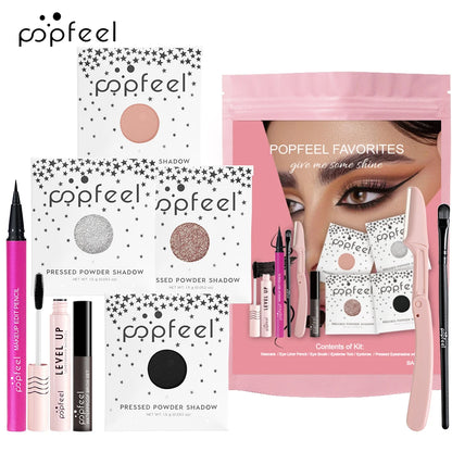 POPFEEL Favorites Kit Mini Makeup Kit, Mini Eye Makeup Kit, Mini Lip Makeup Kit, Eyeshadow Eyeliner Lipgolss